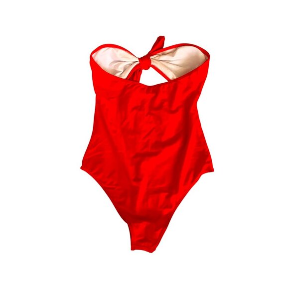 Elegant Strapless One Piece High Waisted Bandeau Cutout Bathing Suit - New! - Picture 4 of 7